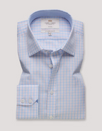 Hawes & Curtis Slim Fit Blue & Red Check Non-Iron Shirt - Contrast Detail