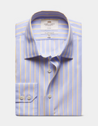 Hawes & Curtis Slim Fit Blue & Brown Check Non-Iron Shirt - Contrast Detail