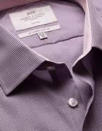 Hawes & Curtis Slim Fit Blue & Purple Check Non-Iron Shirt - Contrast Detail