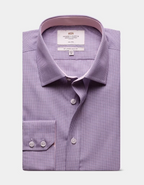 Hawes & Curtis Slim Fit Blue & Purple Check Non-Iron Shirt - Contrast Detail