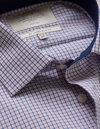 Hawes & Curtis Slim Fit Pink & Navy Check Non-Iron Shirt - Contrast Detail