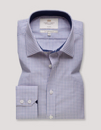 Hawes & Curtis Slim Fit Pink & Navy Check Non-Iron Shirt - Contrast Detail