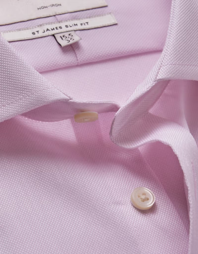 Hawes & Curtis Slim Fit Pink Pique Non-Iron Shirt