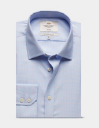 Hawes & Curtis Slim Fit Blue & Pink Check Non-Iron Shirt