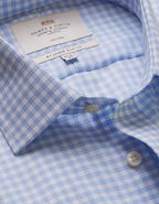 Hawes & Curtis Slim Fit Blue & White Grid Check Non-Iron Shirt