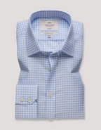 Hawes & Curtis Slim Fit Blue & White Grid Check Non-Iron Shirt