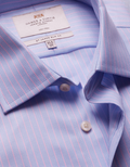 Hawes & Curtis Slim Fit Blue & Pink Textured Stripe Non-Iron Shirt