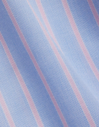 Hawes & Curtis Slim Fit Blue & Pink Butcher Stripe Non-Iron Shirt - Contrast Detail