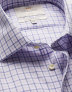 Hawes & Curtis Slim Fit Blue & Lilac Check Non-Iron Shirt
