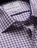 Hawes & Curtis Slim Fit Purple & White Grid Check Non-Iron Shirt - Contrast Detail