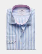 Hawes & Curtis Slim Fit Blue & White Bold Stripe Non-Iron Shirt