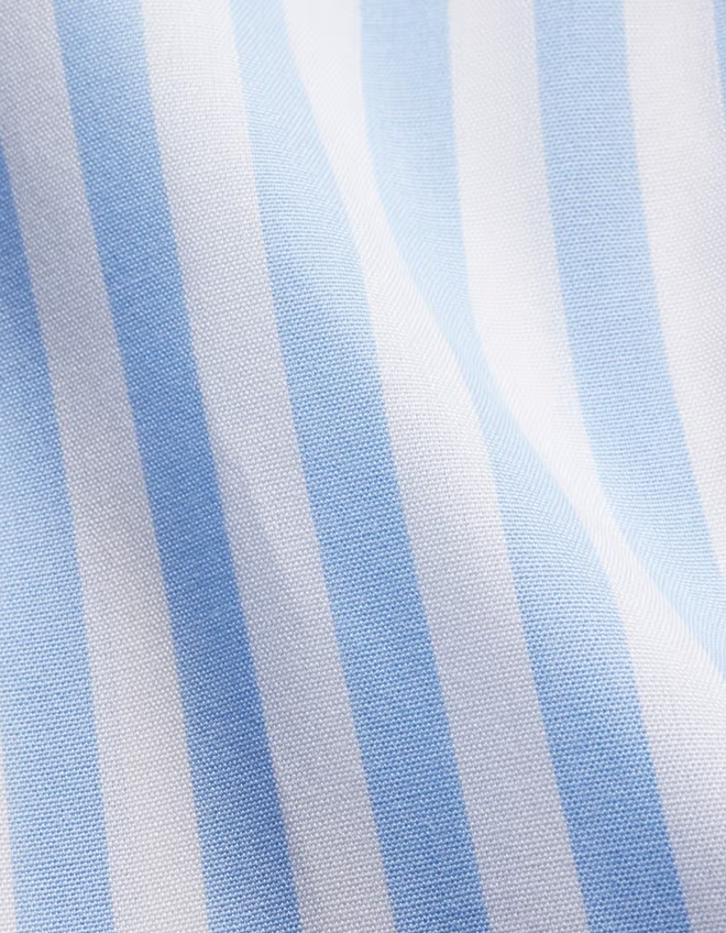 Hawes & Curtis Slim Fit Blue & White Bold Stripe Non-Iron Shirt
