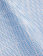 Hawes & Curtis Slim Fit Blue & White Grid Check Non-Iron Shirt - Contrast Detail