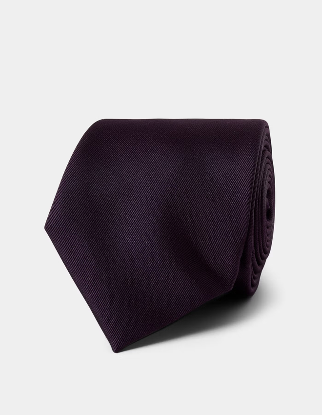 Hawes & Curtis Plain Plum Repp Tie