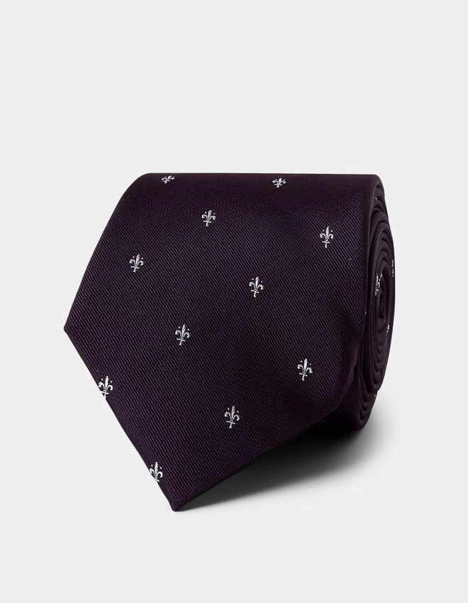 Hawes & Curtis Plum Fleur-de-lis Tie