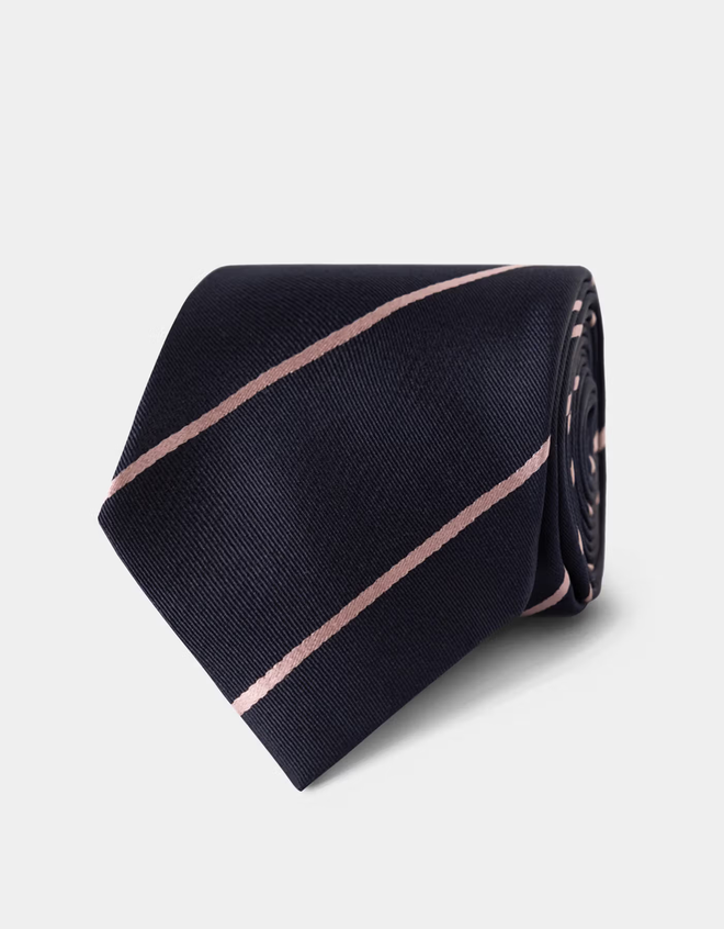 Hawes & Curtis Navy & Pink Stripe Repp Tie