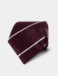 Hawes & Curtis Burgundy & White Stripe Repp Tie
