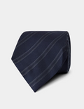 Hawes & Curtis Midnight Blue Ticking Stripe 1913 Tie