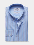 Hawes & Curtis Classic Fit Navy & Blue Bold Stripe Pin Point Non-Iron Oxford Shirt