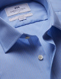 Hawes & Curtis Cornflower Blue & White Stripe Non-Iron Shirt - Slim Fit