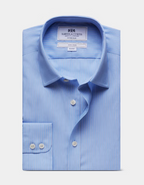 Hawes & Curtis Fitted Slim Cornflower Blue & White Stripe Non-Iron Shirt