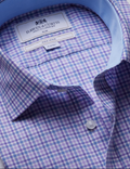Hawes & Curtis Blue & Purple Check Non-Iron Shirt - Contrast Detail
