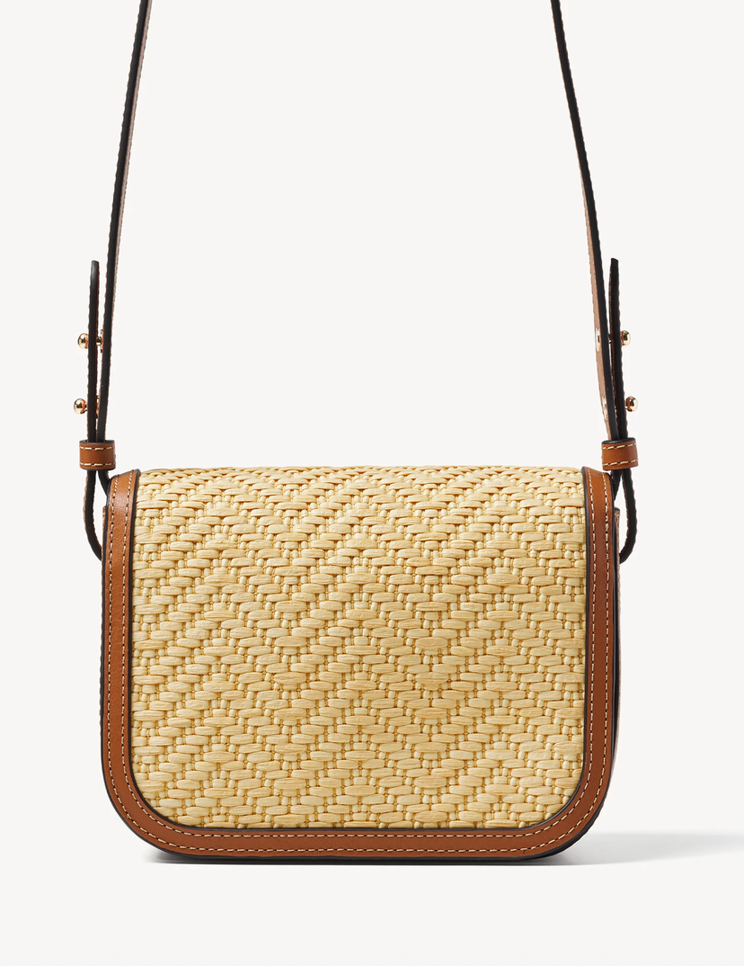 Aspinal of London Ella Crossbody Bag – Natural Raffia & Smooth Tan