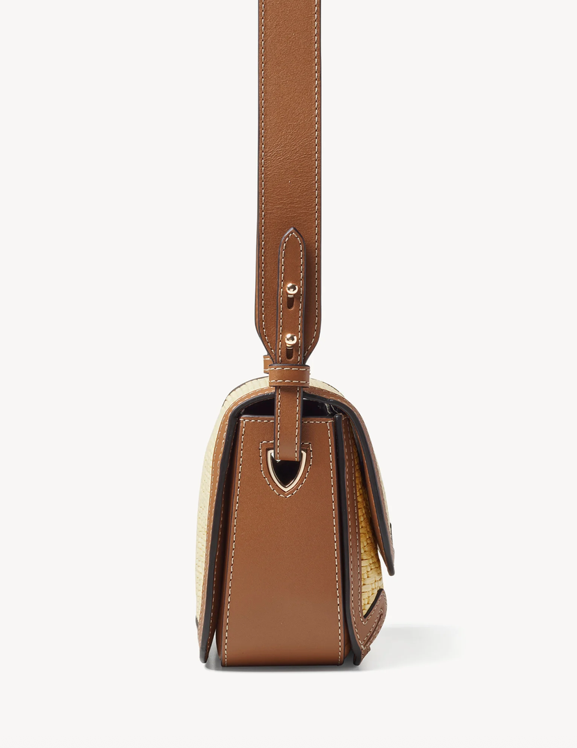 Aspinal of London Ella Crossbody Bag – Natural Raffia & Smooth Tan