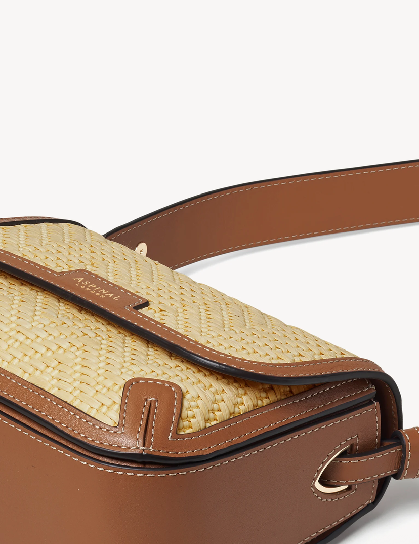 Aspinal of London Ella Crossbody Bag – Natural Raffia & Smooth Tan