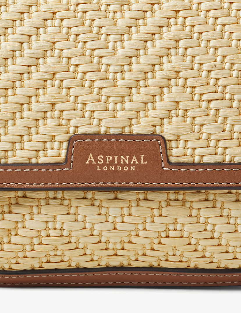 Aspinal of London Ella Crossbody Bag – Natural Raffia & Smooth Tan