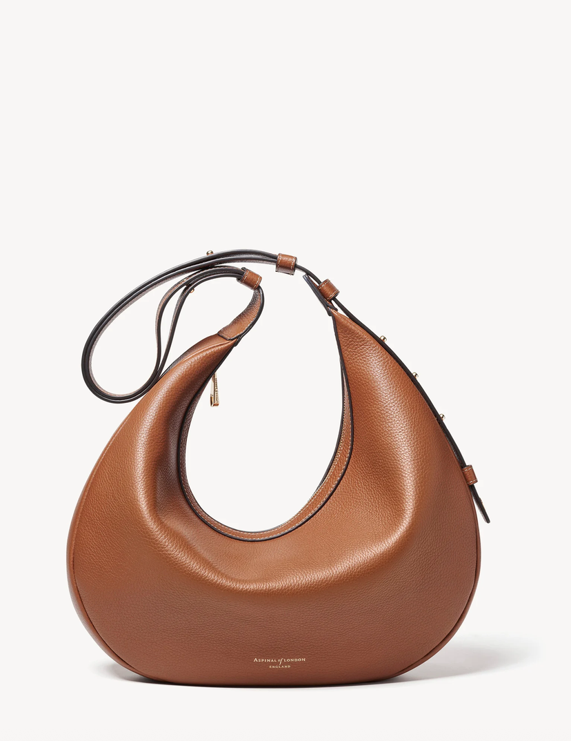 Aspinal of London Soho Large Crescent Bag – Tan Milled Pebble