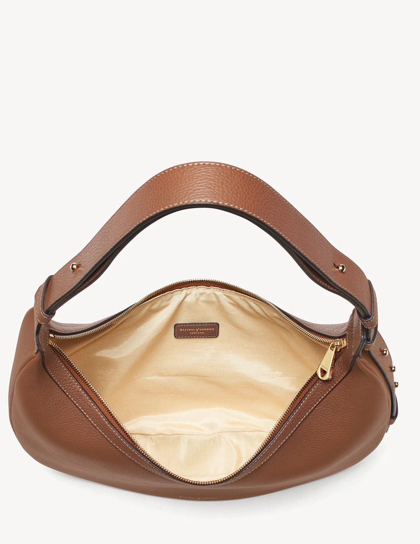 Aspinal of London Soho Large Crescent Bag – Tan Milled Pebble