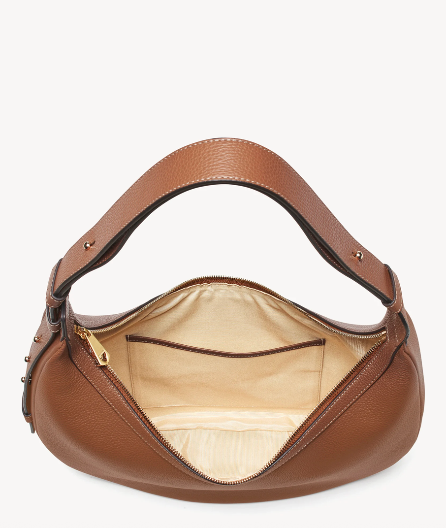 Aspinal of London Soho Large Crescent Bag – Tan Milled Pebble