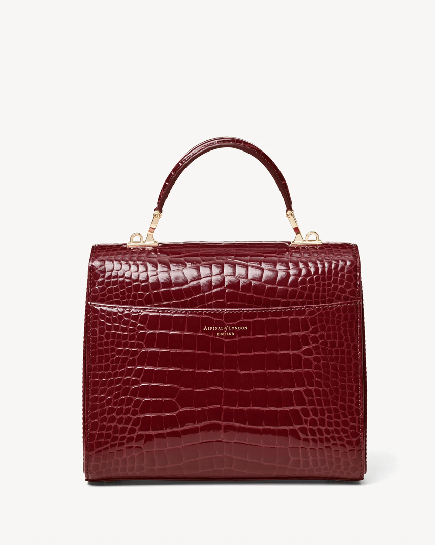 Aspinal of London Mayfair® Top Handle Bag – Merlot Patent Croc