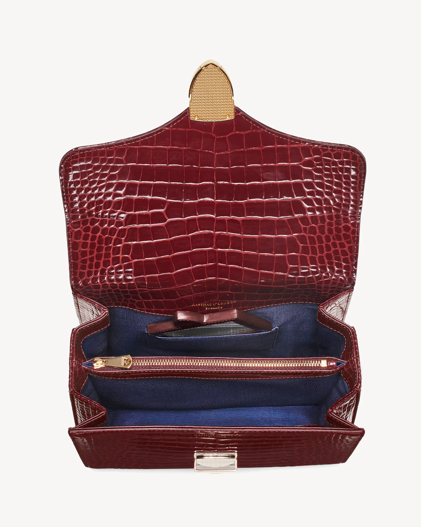 Aspinal of London Mayfair® Top Handle Bag – Merlot Patent Croc