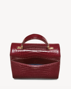 Aspinal of London Mayfair® Top Handle Bag – Merlot Patent Croc