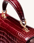 Aspinal of London Mayfair® Top Handle Bag – Merlot Patent Croc