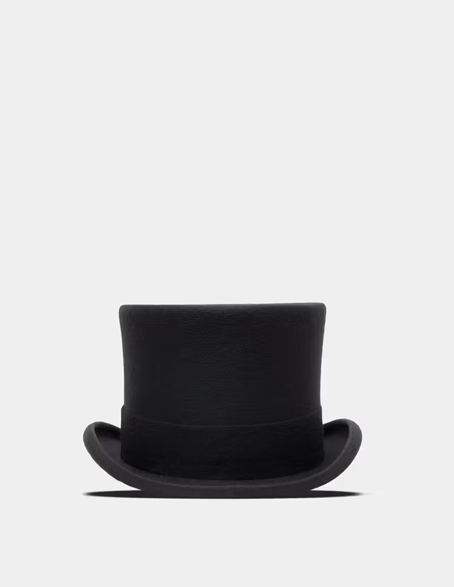 Hawes & Curtis Christy's Black Wool Felt Top Hat with White Lining