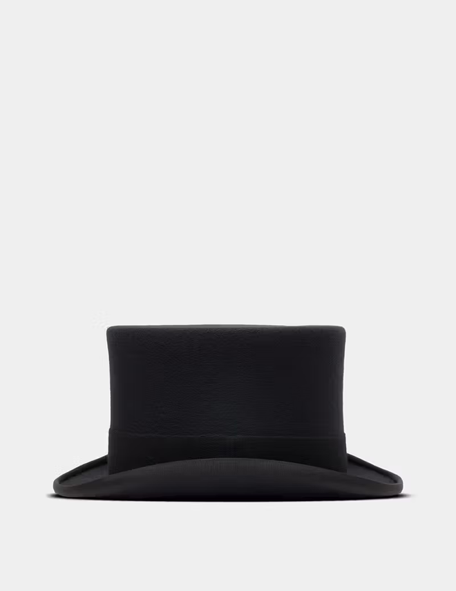 Hawes & Curtis Christy's Black Wool Felt Top Hat with White Lining