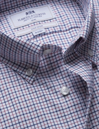 Hawes & Curtis Navy & Red Multi Check Non-Iron Oxford Shirt