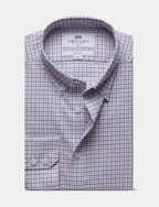 Hawes & Curtis Navy & Red Multi Check Non-Iron Oxford Shirt