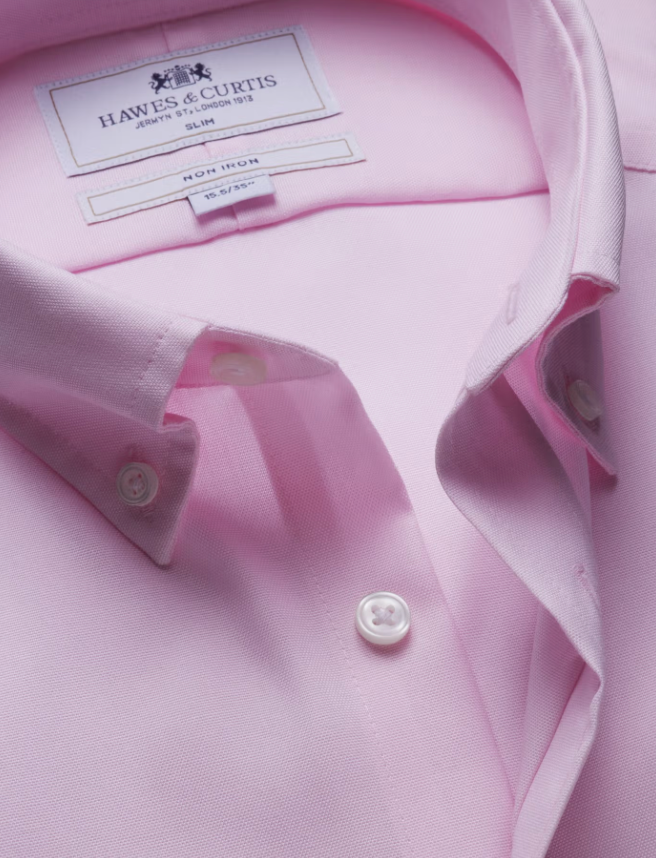 Hawes & Curtis Pink Pin Point Non-Iron Oxford Shirt