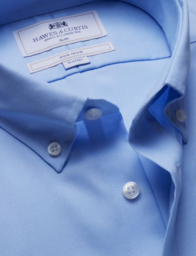 Hawes & Curtis Blue Non-Iron Oxford Shirt