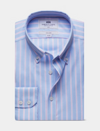 Hawes & Curtis Blue & Pink Bold Stripe Pin Point Non-Iron Oxford Shirt