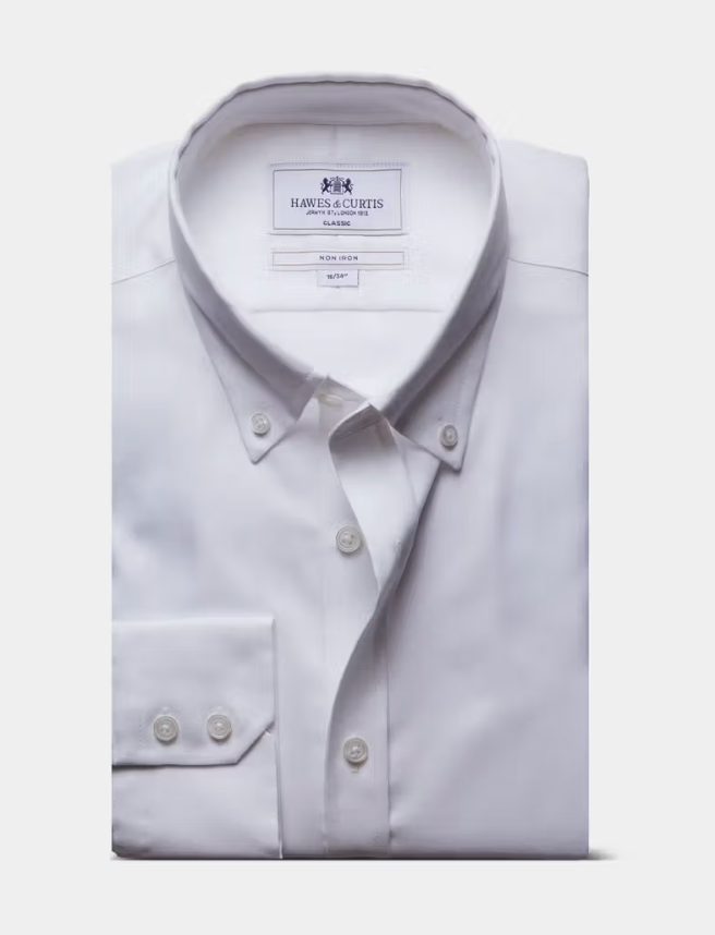 Hawes & Curtis White Pin Point Non-Iron Oxford Shirt