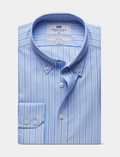 Hawes & Curtis Navy & Blue Bold Stripe Pin Point Non-Iron Oxford Shirt
