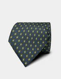 Hawes & Curtis Navy & Green Floral Foulard 1913 Tie