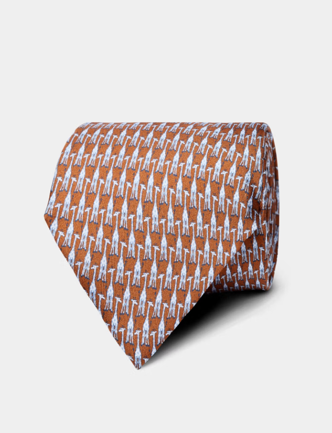 Hawes & Curtis Orange Giraffe Print 1913 Tie