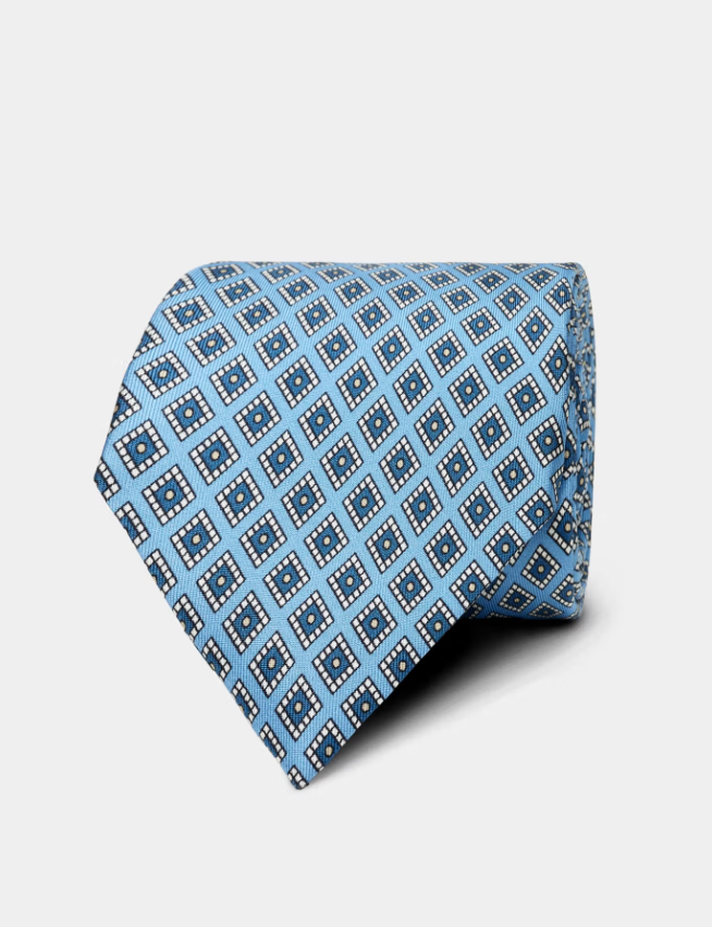 Hawes & Curtis Sky Blue Foulard 1913 Tie