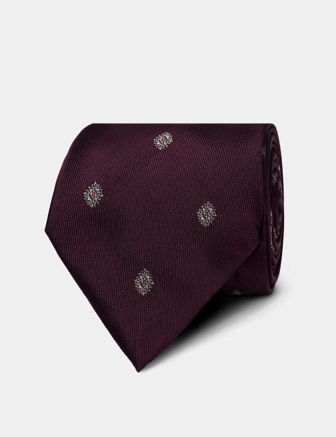 Hawes & Curtis Oxblood Red Medallion 1913 Tie